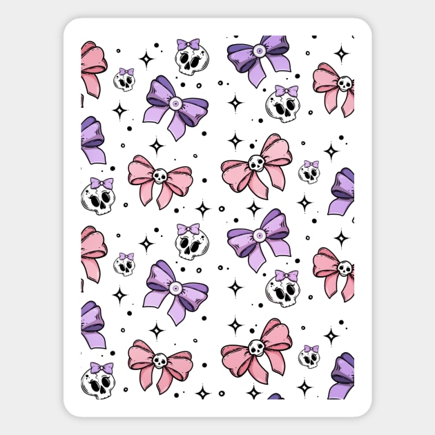 Cute Pastel Goth Skulls and Bows With Eyeballs Magnet by TheCorporateGoth